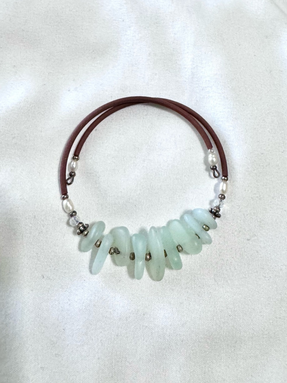 3/$10 Natural Green Stone Wrap Bracelet